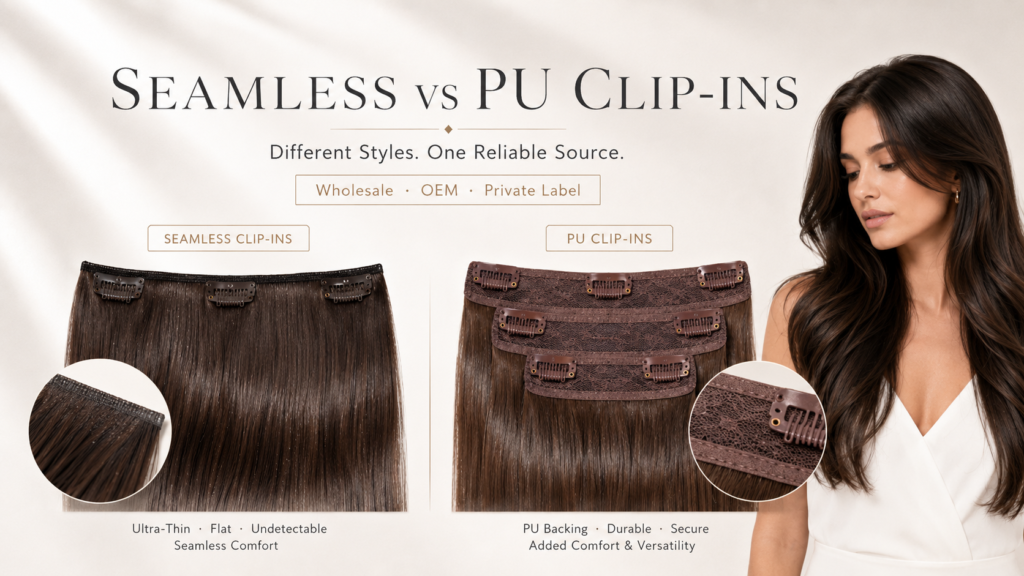 Why Seamless Clip-Ins and PU Clip-Ins Are Popular for Hair Extension Brands xcnovahair blog1
